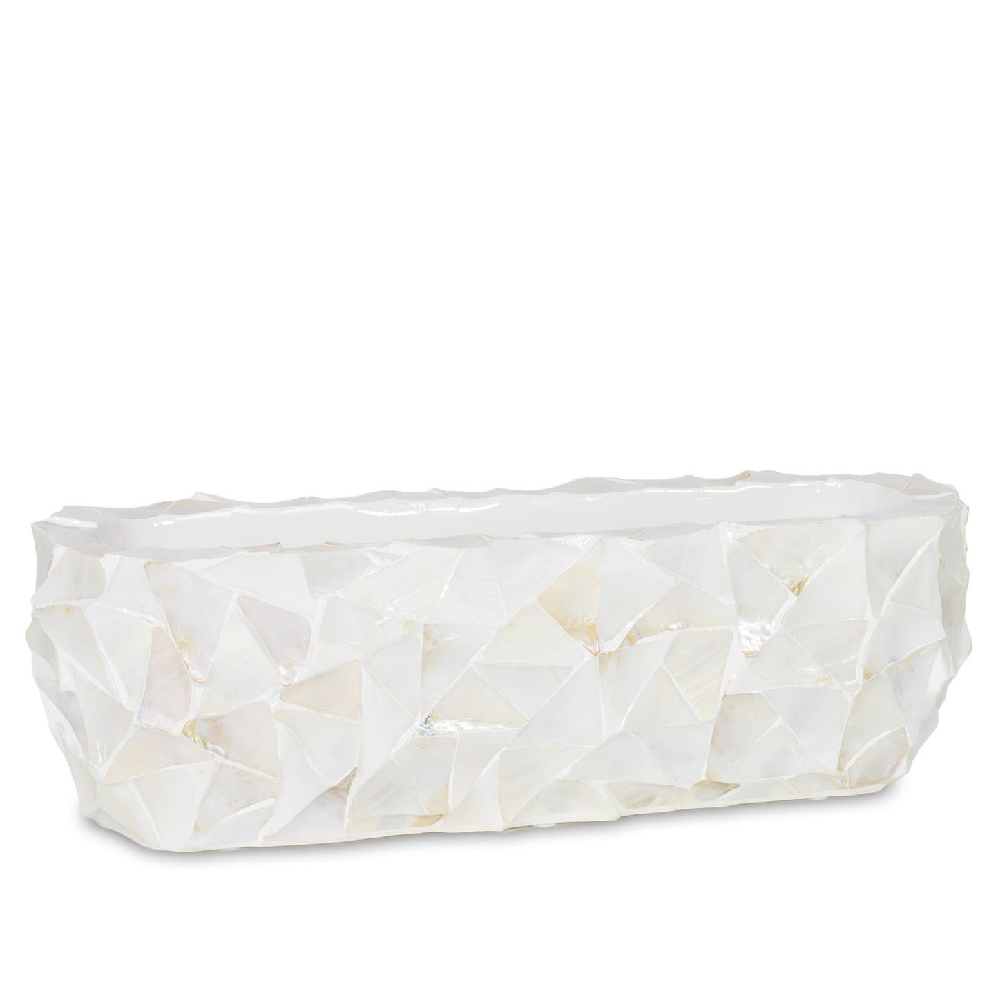Muschel Tischgefäß, 60x15/18 cm, perlmutt weiß