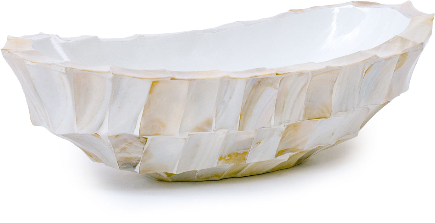 Muschel Schale, 46x20/13 cm, perlmutt weiß