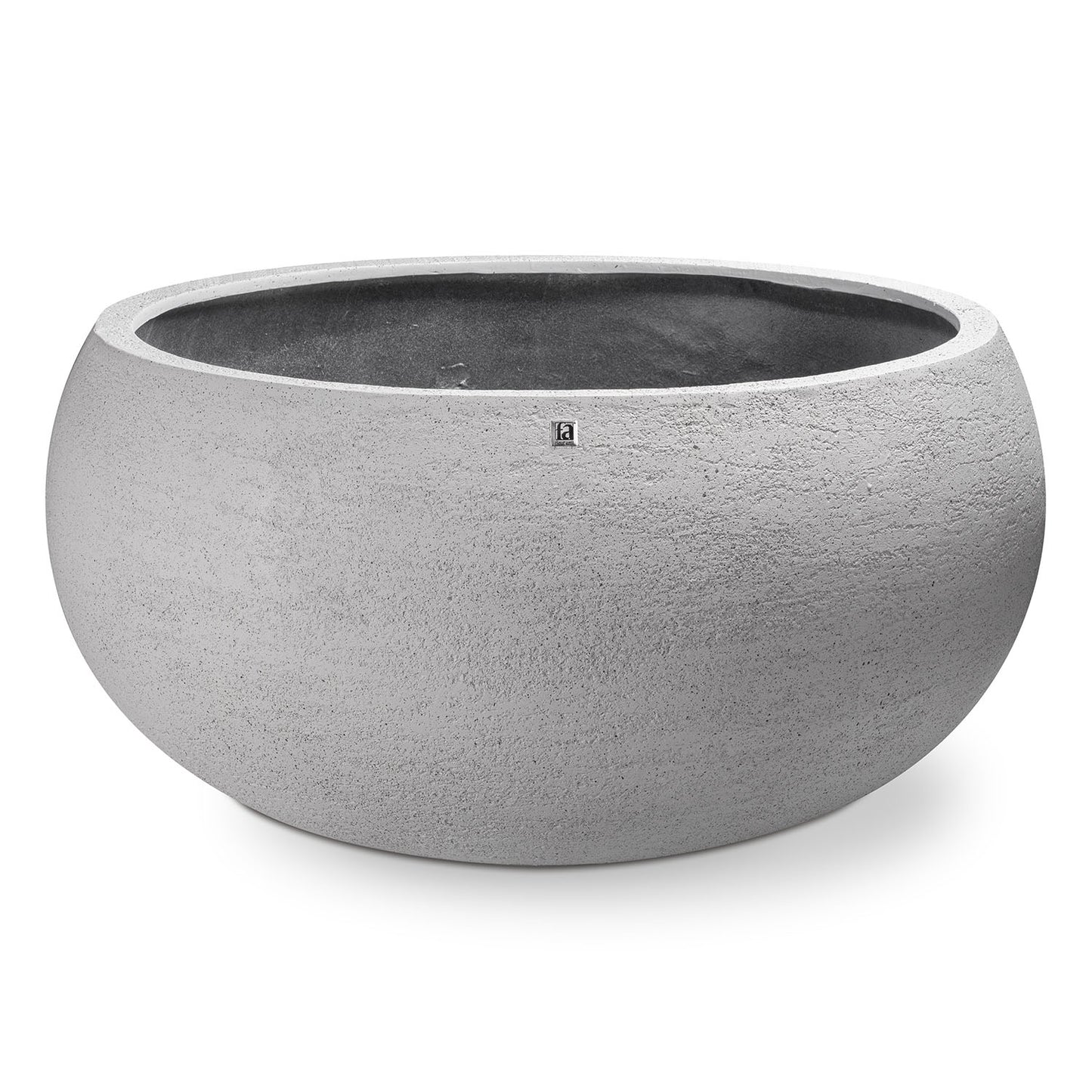 New Tribeca Shape Pflanzschale curved mit Rollenaufnahme, Ø 95 cm, Höhe 44 cm, natural raw steingrau