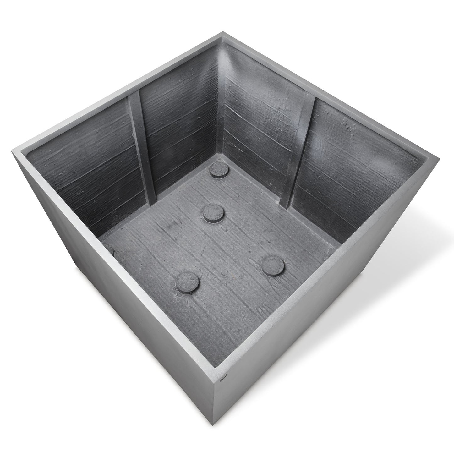 Division Lite Pflanzkasten quadratisch mit Rollenaufnahme, 100 x 100 x 80 cm, concrete steingrau