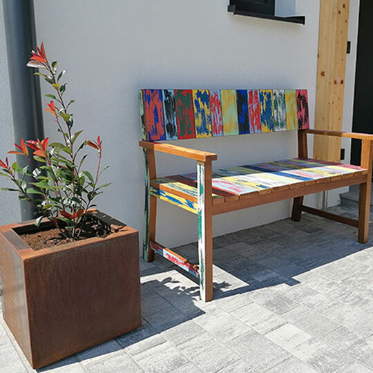 Pflanzkübel aus Cortenstahl mit den Maßen 50x50x50cm Design rostbraun