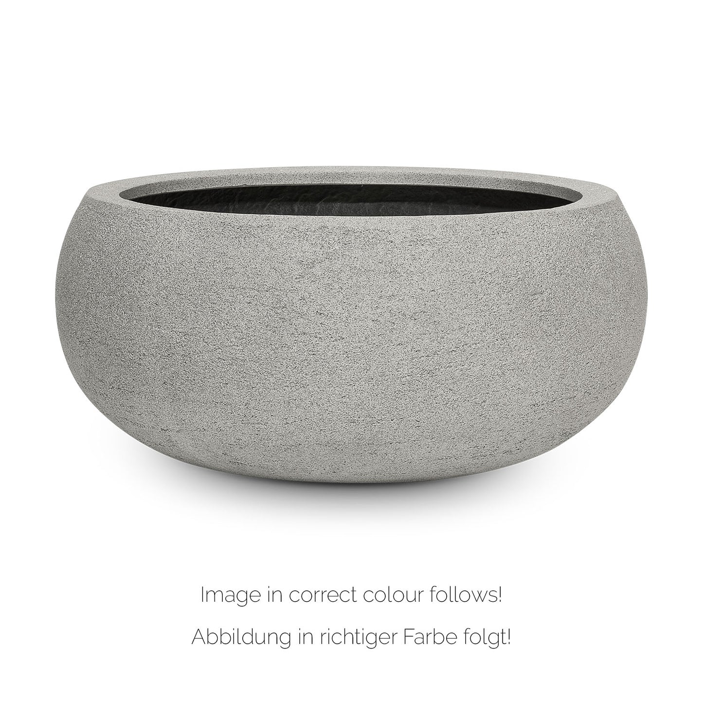 New Tribeca Shape Pflanzschale curved, Ø 55 cm, Höhe 25 cm, natural raw anthrazit