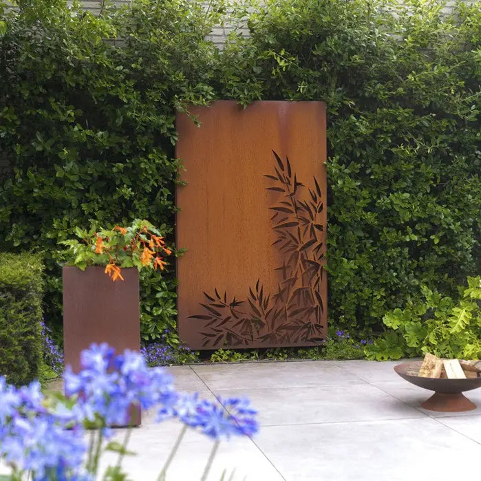 Sichtschutz Cortenstahl Garten Motiv Blumen