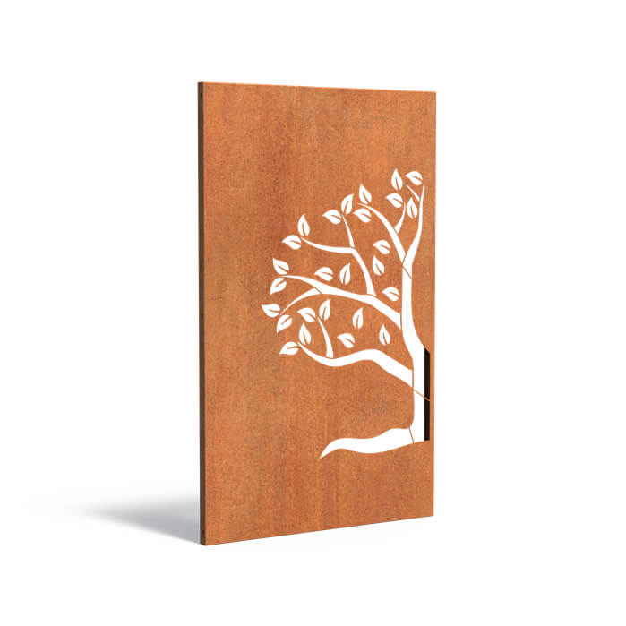 Sichtschutz Corten Baum seitlich rechts