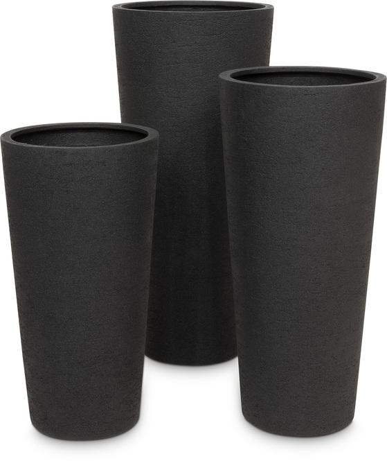 Tribeca Shape Natural raw Pflanzgefäß, Ø 40 cm, Höhe 80 cm, anthrazit