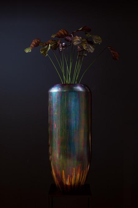 Cigar Pflanzvase, Ø 42 cm, Höhe 100 cm, blue flame