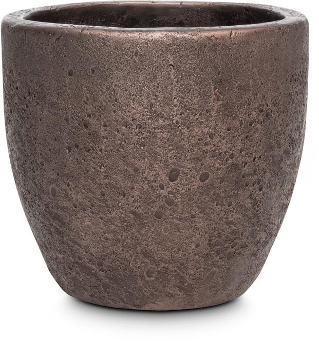 Lava Pflanzgefäß, Ø 37 cm, Höhe 34 cm, bronze mit patina