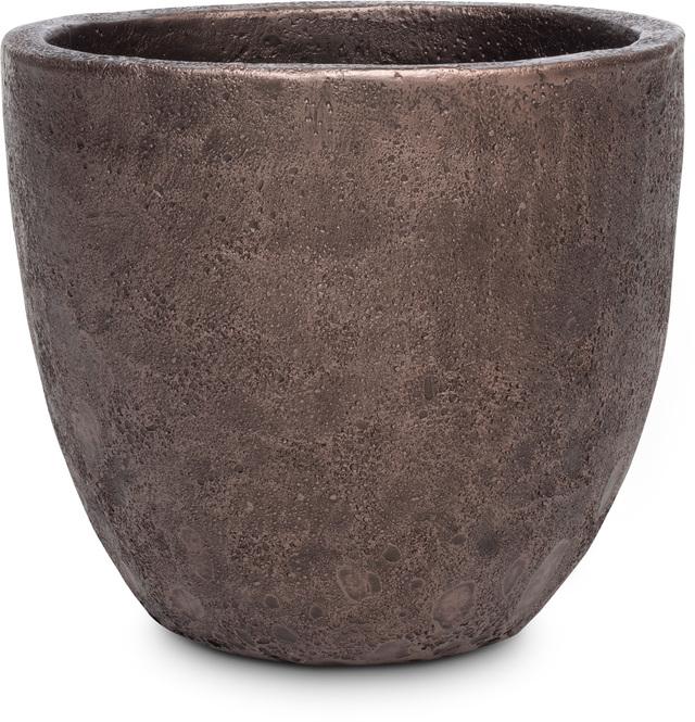 Lava Pflanzgefäß, Ø 46 cm, Höhe 40 cm, bronze mit patina