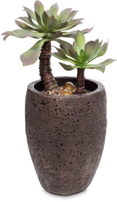 Lava Pflanzgefäß, Ø 29 cm, Höhe 38 cm, bronze mit patina