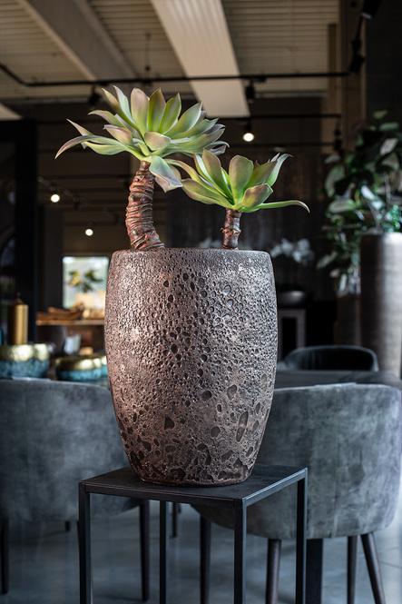 Lava Pflanzgefäß, Ø 29 cm, Höhe 38 cm, bronze mit patina