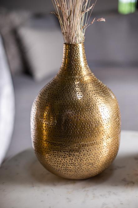 Bola - Aluminium Vase gehämmert, Ø 21 cm, Höhe 31 cm, messing glänzend