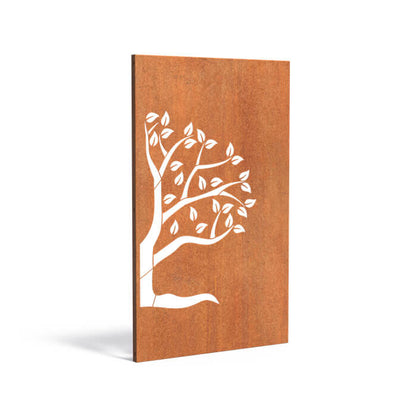 Sichtschutz Corten Baum seitlich links