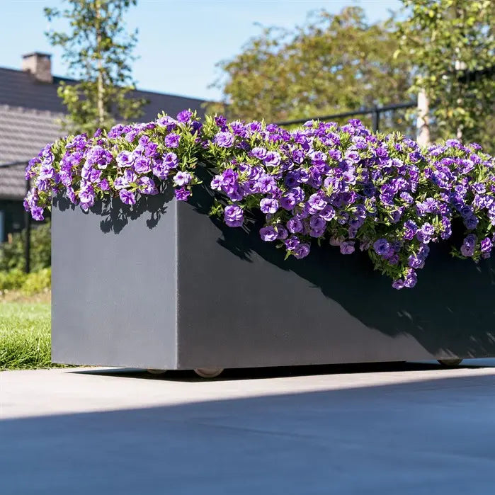 Rechteckiger Blumenkasten mit Rädern aus Fiberglas – Potflex