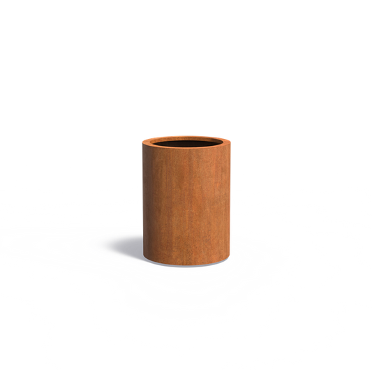 Runder Pflanzkübel Cortenstahl für Terrasse und Garten.