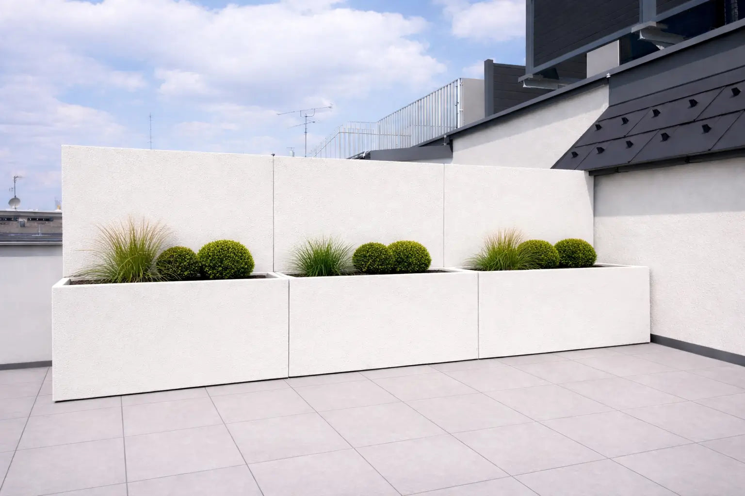 sichtschutzelement mit blumenkasten Flexi-Design Blumenkasten mit Sichtschutz bis 150cm – Potflex